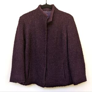 Eileen Fisher Women’s Italian Wool Boucle Jacket Size PM Purple Eggplant Classic